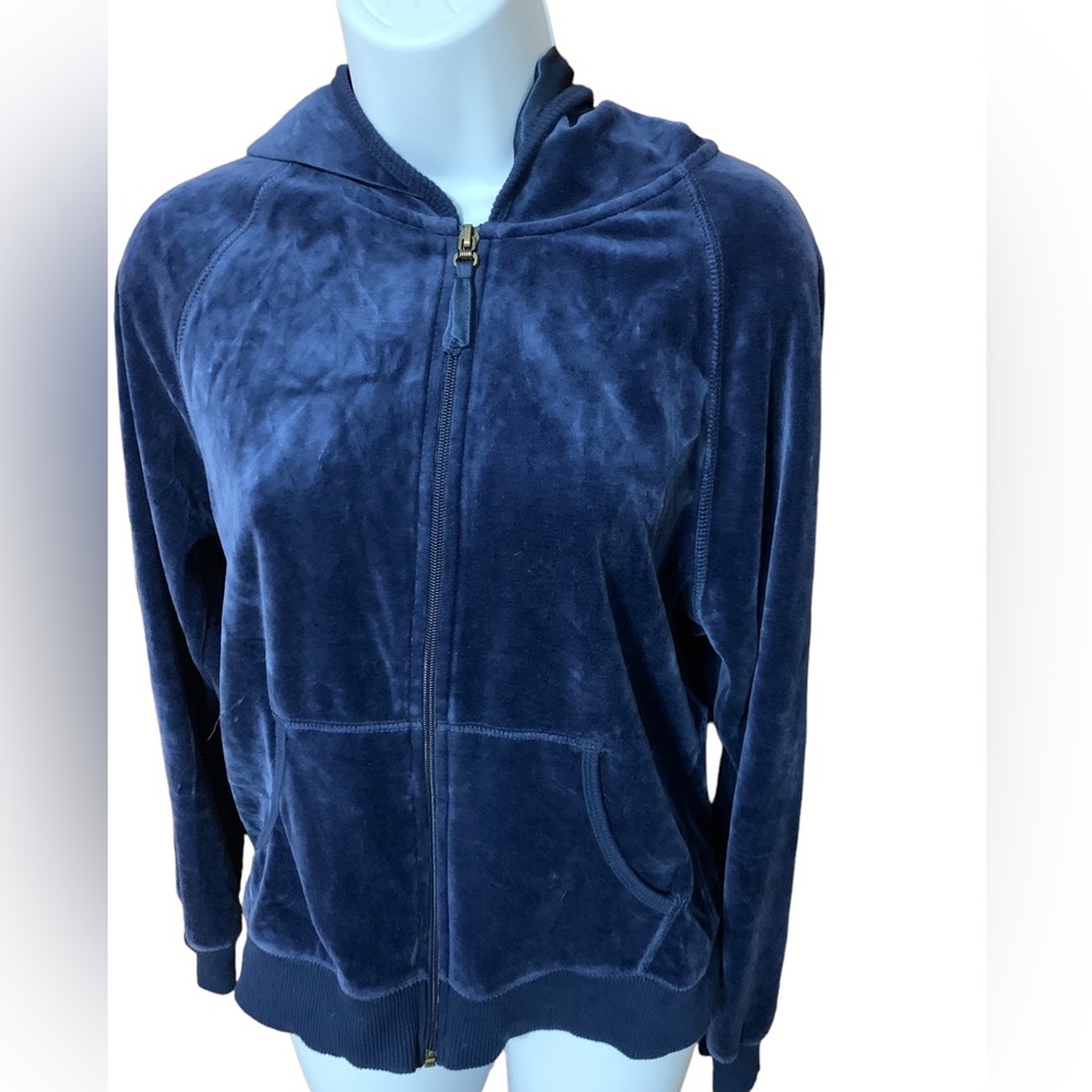 New York Laundry N.Y.L. Beautiful blue velour hoodie sweatshirt.